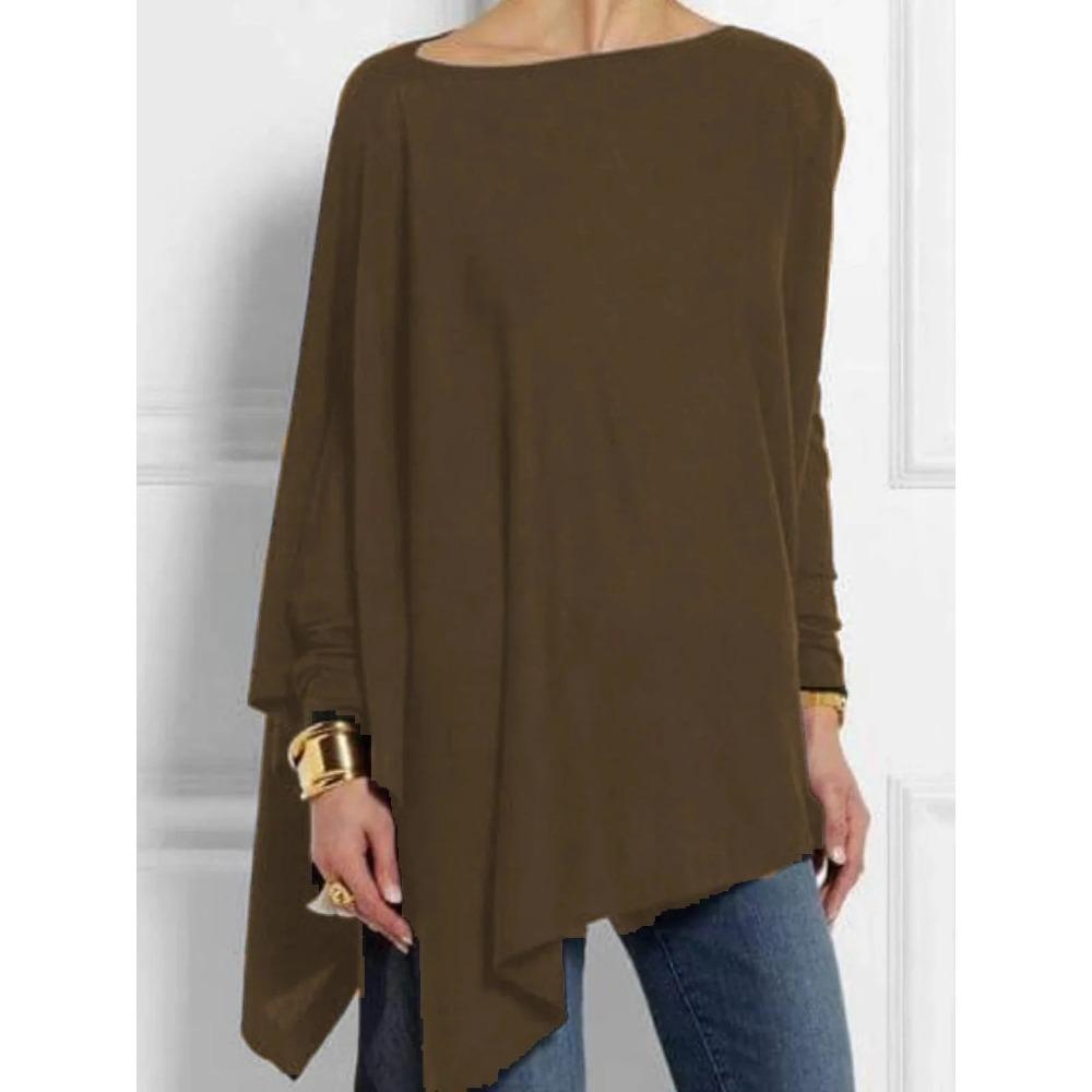 

Хлопковые нестандартные женские топы и блузки, повседневный топ с круглым вырезом и длинным рукавом, женская туника 2024 года, осенние женские рубашки больших размеров для женщин Blusas 5XL кофейный