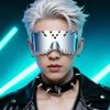 Cyberpunk Spiegelbrille mit Nieten aus Eisenringen - Futuristischer Party-Streetstyle