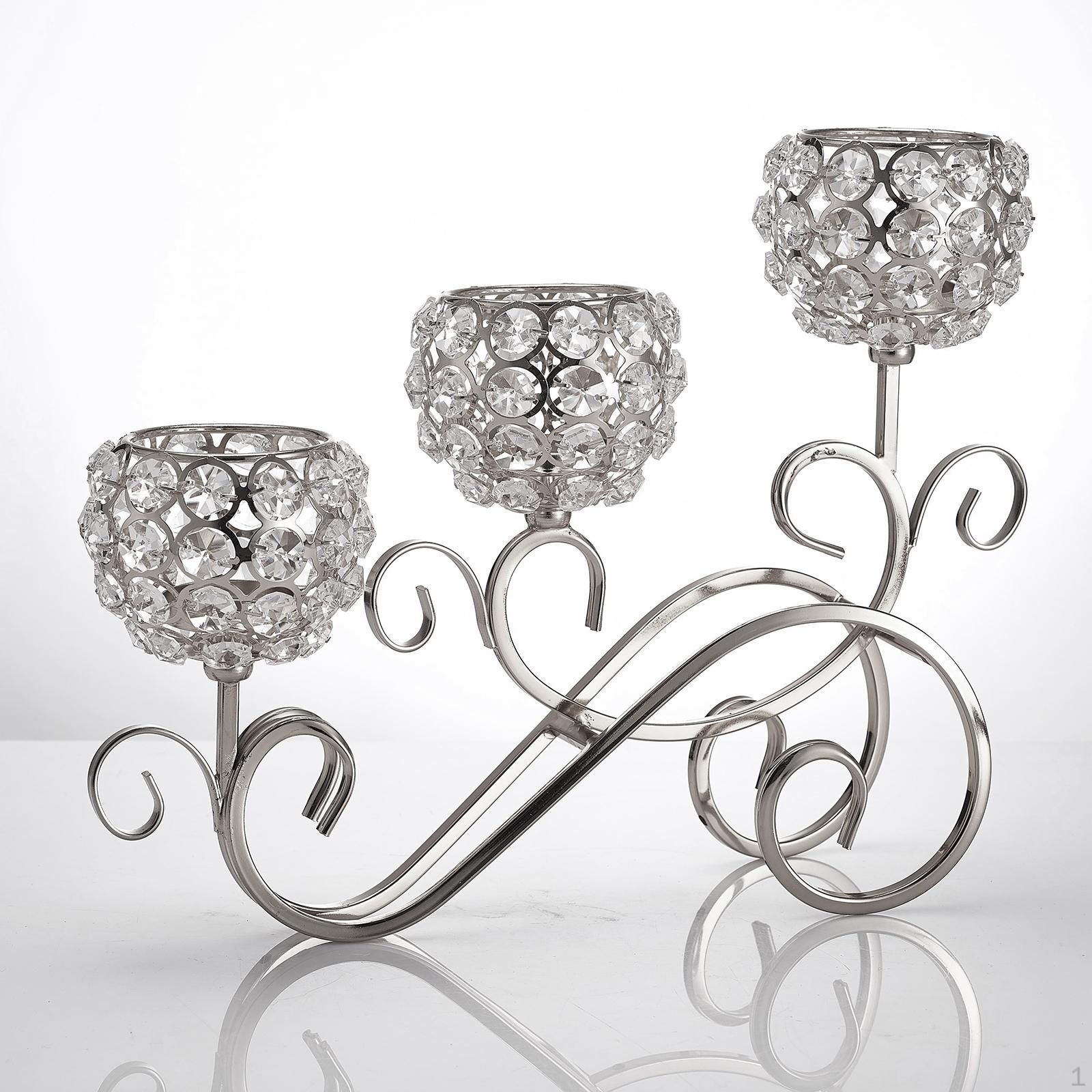 Свеча Сияющий Кристалл Металл Подсвечник Декоративный Держатель Рождественская Вечеринка Украшения серебряный