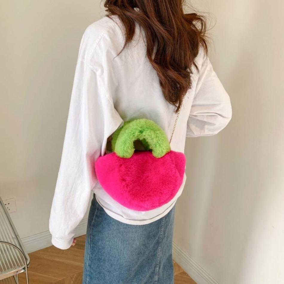 1 Pcs Autumn and Winter New Fashionable Girl's Hairy Chain Handbag Shoulder Cross Bag Women's Bag