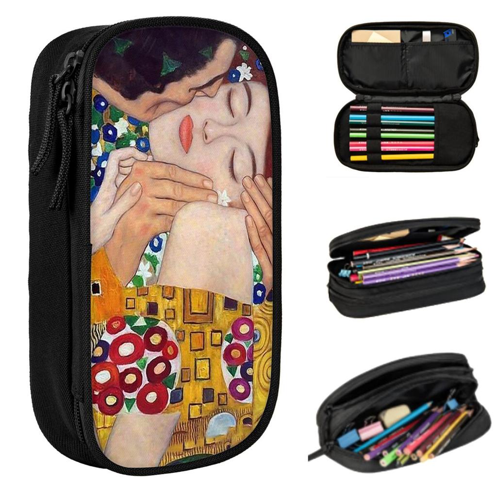 The Kiss By Gustav Klimt Pencil Case for Boy Girl School Pen Box Pencil Bag Stationery Supplies Pen Holder Bag
