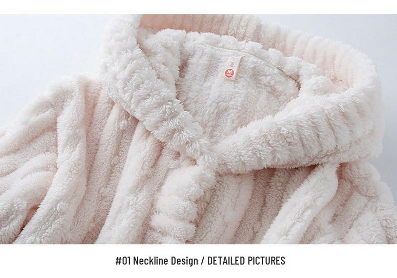 Women's Thickened Flannel Pajama Set - Coral Fleece Long Robe for Autumn/Winter