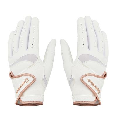 TaylorMade Golf W Intercross 4.0 Handschuhe (Paar) Weiß/Roségold, Größe: 18cm, Damengolfhandschuhe, TL936, 26SS