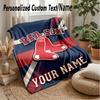 Boston Red Sox Egendefinert Flanell Kastepledd Trykk Navnet Ditt Tekst Mykt Varmt Teppe Julegave