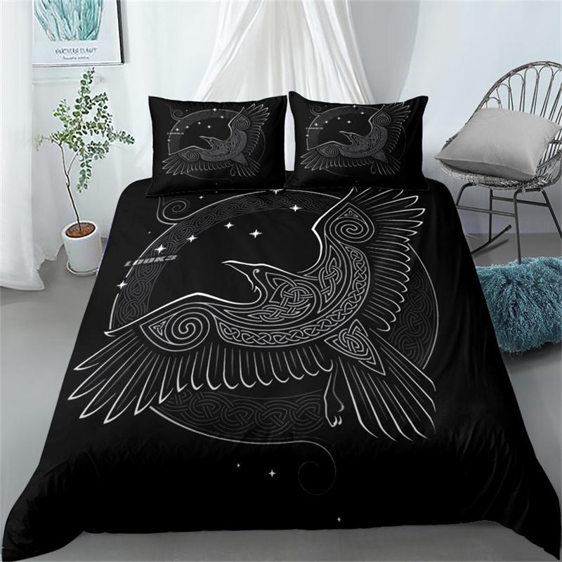 Viking Northern Germanic Culture Wolf Celtic Bedding Set Boys Girls Twin Queen Size Duvet Cover Pillowcase Bed Kids Adult