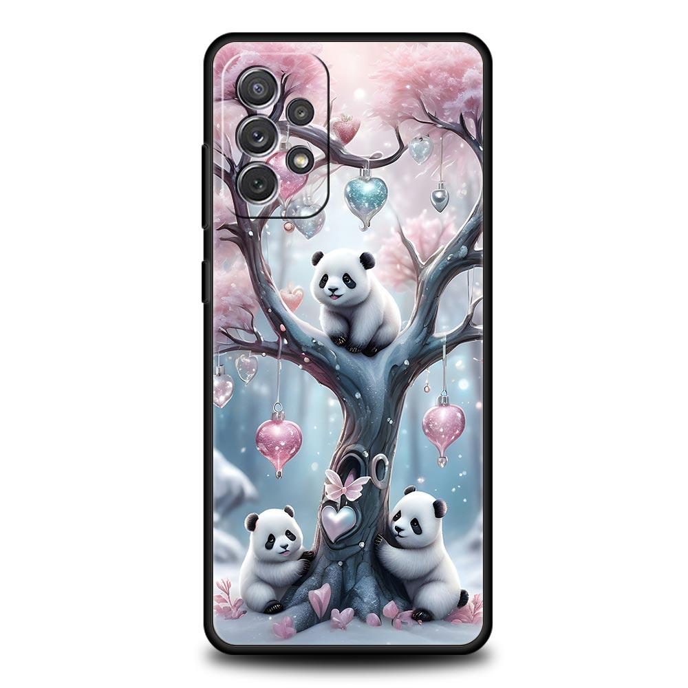 Baby Panda Phone Case for Samsung Galaxy A55 A35 A17 A07 A15 A13 A25 A51 A71 A72 A73 A32 A52 A52S A41 5G Soft TPU Shell Fundas
