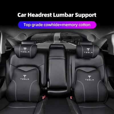 Car Seat Headrest Waist Cushioning Support Auto Neck Pillow For Model-Y Model-3 Model-X Model-S Cybertruck Roadster SpaceX