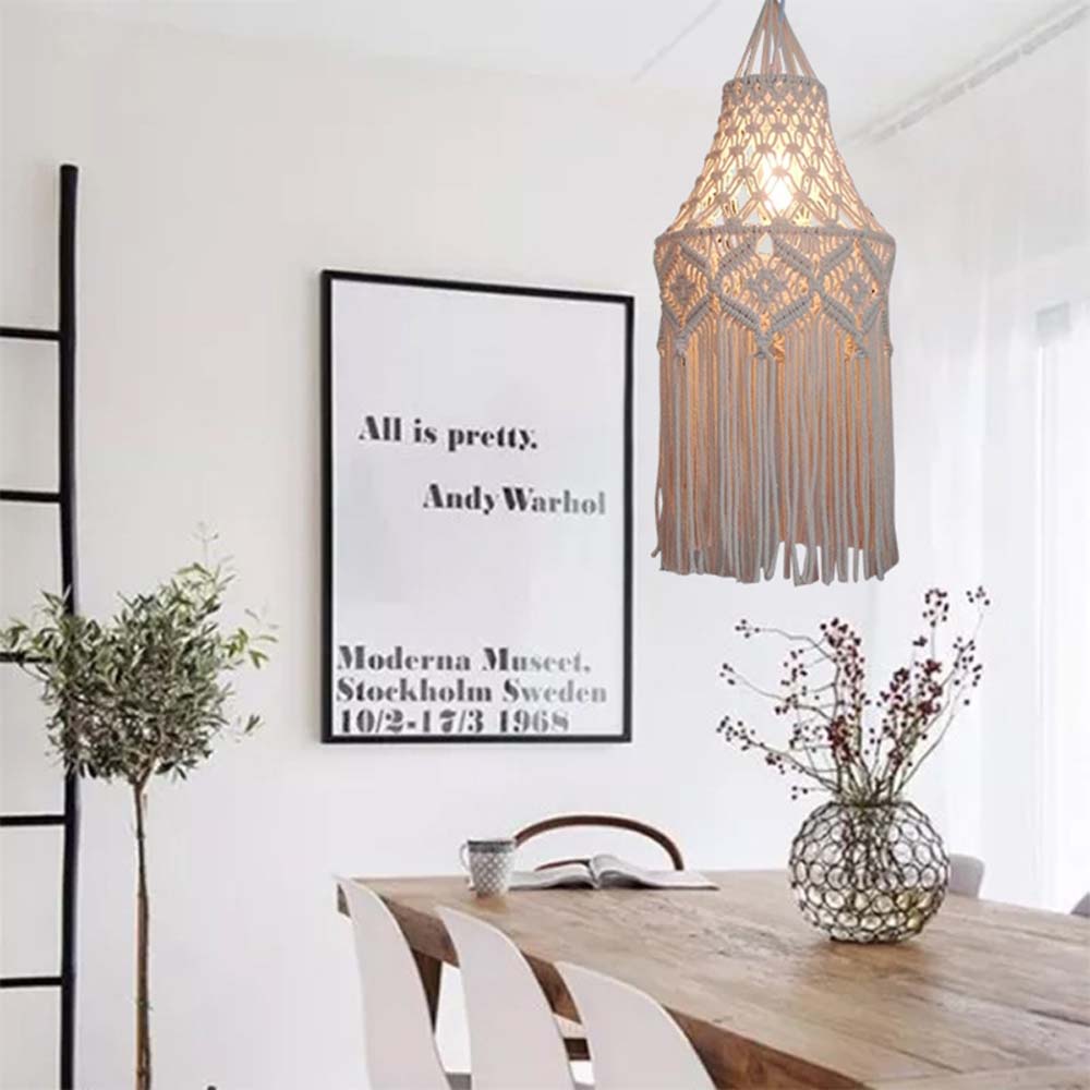 Modern Hanging Macrame Lamp chimney Hand-woven Pendant Light Cover Lamp Shade Home Decor Lamp Cover