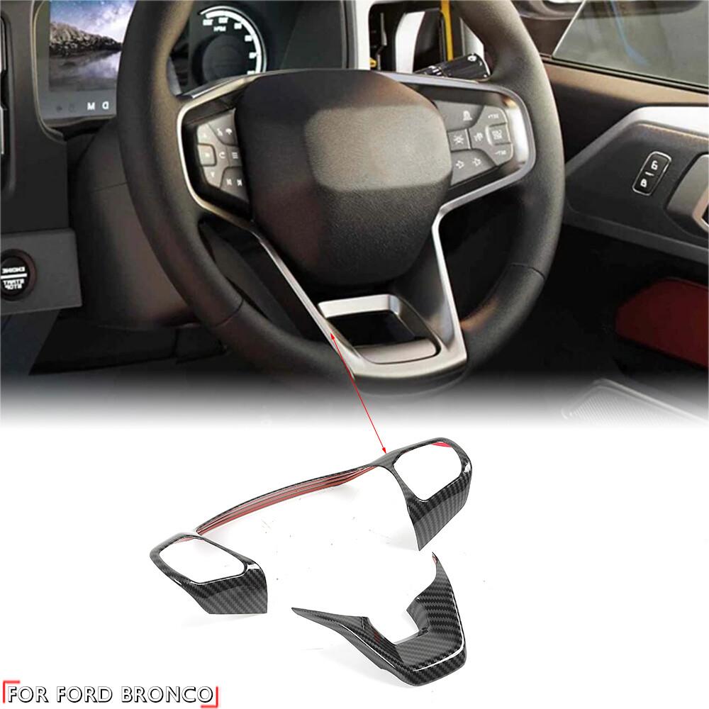 2pcs Steering Wheel Cover Trim Decor For Ford Bronco Sport -22 Carbon Fiber
