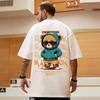 Cotton Fashion Bear Pattern Printed Men's T Shirt Round Neck Loose Tops Breathable Comfortable Casual Oversized   Redtube