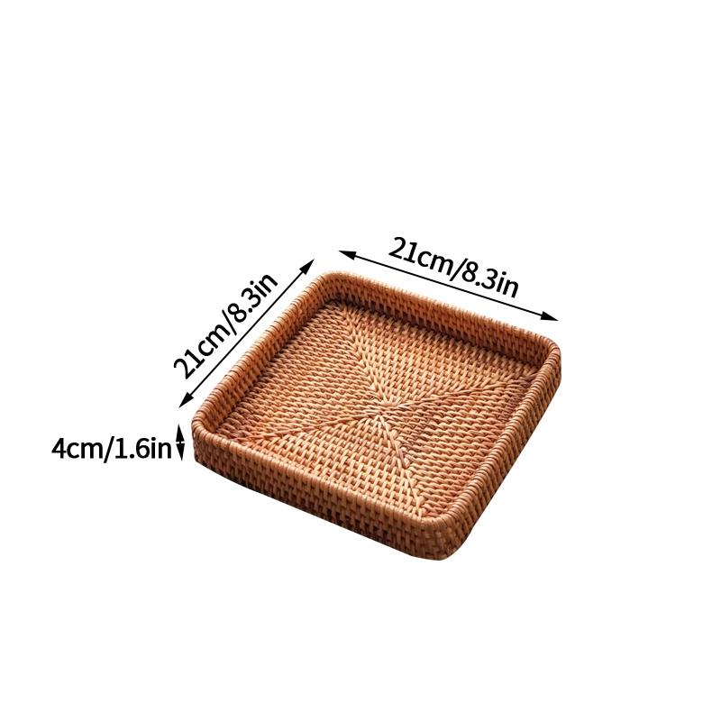 Handgefertigter Rattan-Fruchtkorb Haushaltsaufbewahrungskorb Esstisch Frühstückssnack Brot Süßigkeiten Teller Handgewebter Tablettkorb