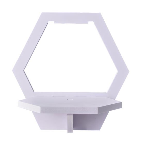 White Square Wall Floating Shelf Round Hexagon Flower Shape Wall Mount Display Shelf