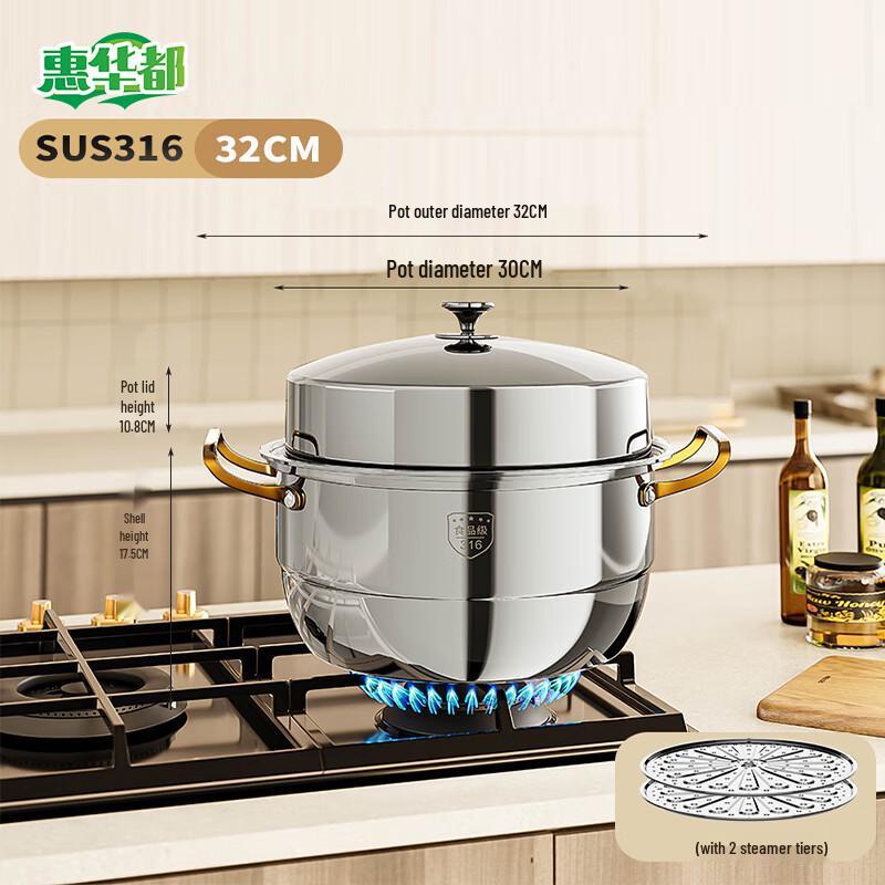 Интегрированная двухслойная газовая плита-пароварка HUIHUADU