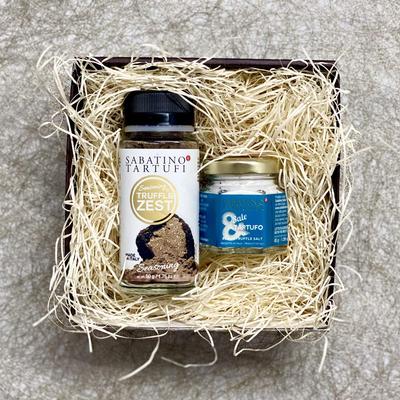 Sól z czarną truflą Sabatino 45g Skórka truflowa 50g Zestaw Pudełko prezentowe Wyprodukowano we Włoszech