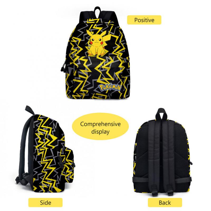 3PCS Pokémon Pikachu Backpack Lunch Bag Pencil Case Set Kids Student Pokemon Bag