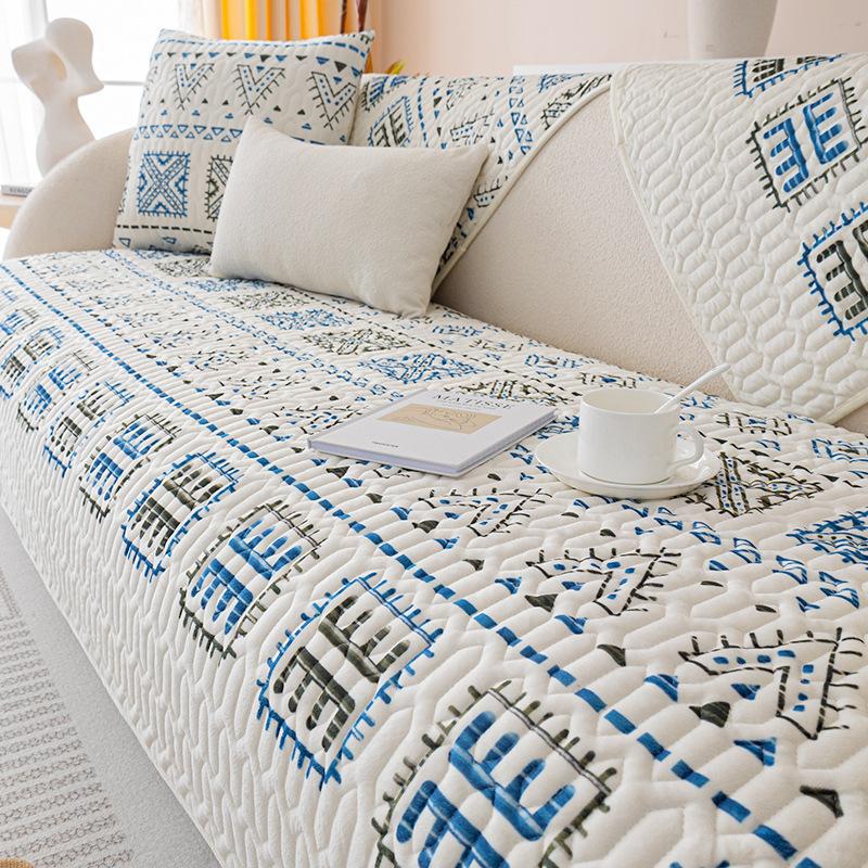 Sofa Cushion Summer High-End Crystal Velvet Four Seasons Universal New Simple Modern Backrest Towel Light Luxury Cushion