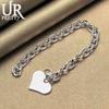 925 Sterling Silver Smooth Heart-shaped Pendant with Lobster Clasp Bracelet Fashionable Wedding Jewelry