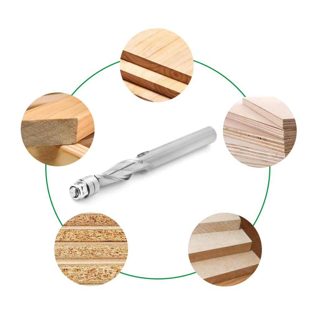 Milling Cutter 8mm Shank Spirals Top Bearing Router Bit End Mill Wood Milling Cutter Carpenter Woodworking Tool