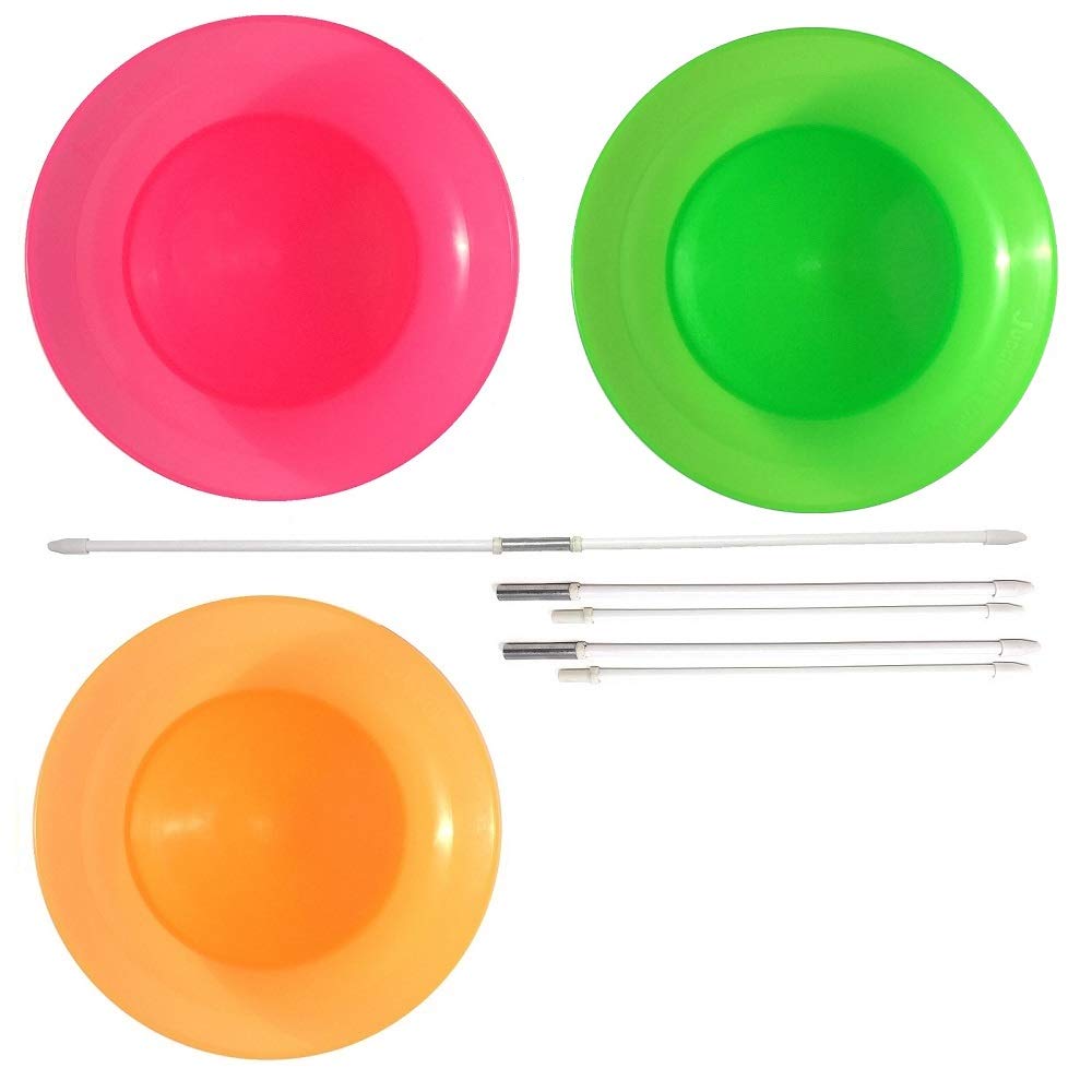 Sada 3 točících talířů JUGGLE 4 FUN [Spinkle] (s hůlkou) (růžová, zelená, oranžová)
