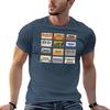 Retro Cassette Tapes Black Background Tshirt Vintage Print Crew Neck Tee