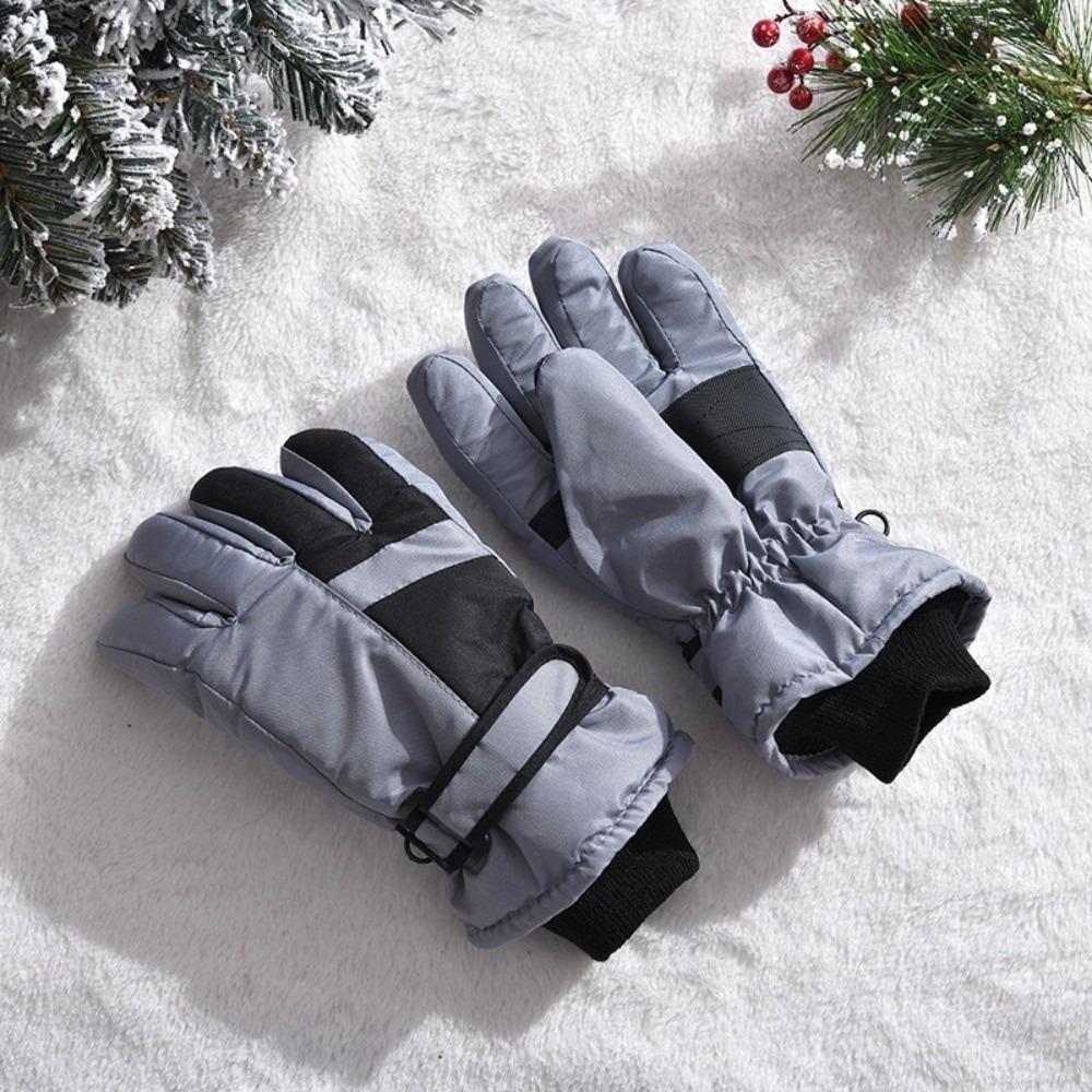Windproof Winter Snow Gloves Warm Outdoor Sports Gloves Warm Warm Skiing Gloves Ages 10-14 серый