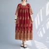 Summer Cotton Loose Dress Vintage Dress O-Neck Basic Long Dresses Oversize
