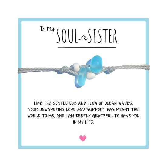 Soul Sister Bracelet Handmade Adjustable Ocean-Inspired Design Women Bracelet with Blue Artificial Crystal Beads