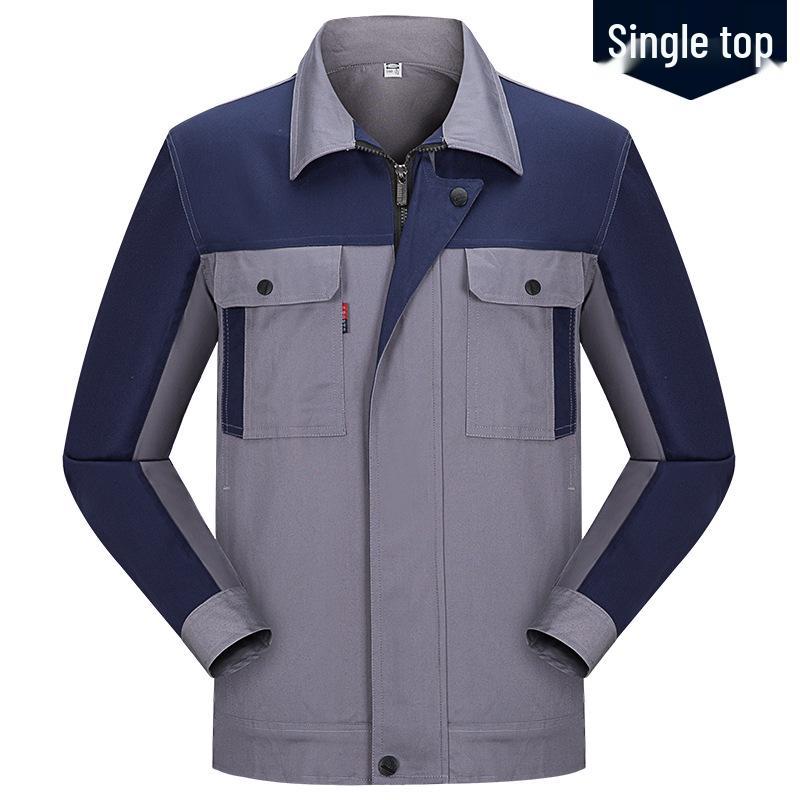 

Men s Wear-resistant Long-sleeve Cotton Workwear Set for Autumn/Spring - Durable Labor Protection Uniform XXXXL