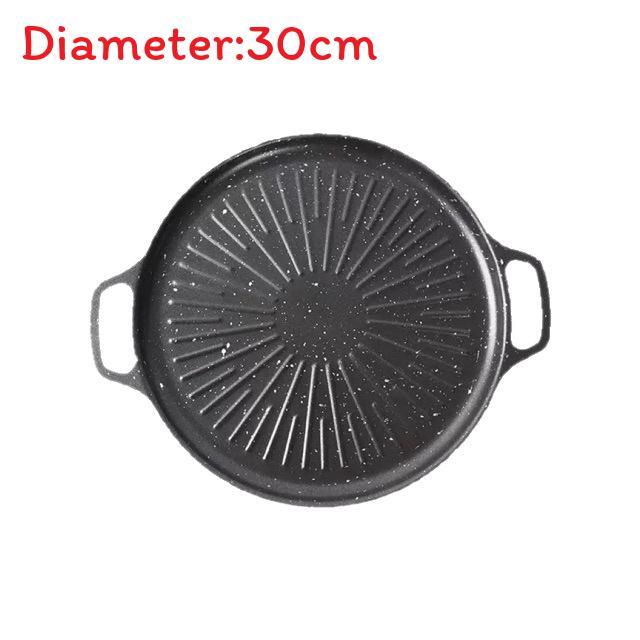 Round Cast Iron Grill Pan For Outdoor Barbecue And Home Use With Sun Pattern Design