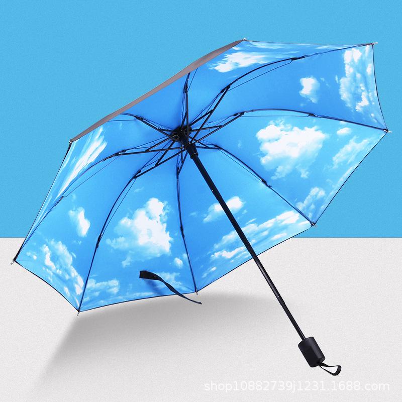 Hand-Painted Floral Umbrella Picture Inside - UPF 50+ Sun & Rain Protection, Folding Compact Parasol for Women & Men, Elegant Gift Idea
