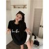Pure cotton design lazy wind medium and long short-sleeved T-shirt women's summer 2025 new casual loose and thin top