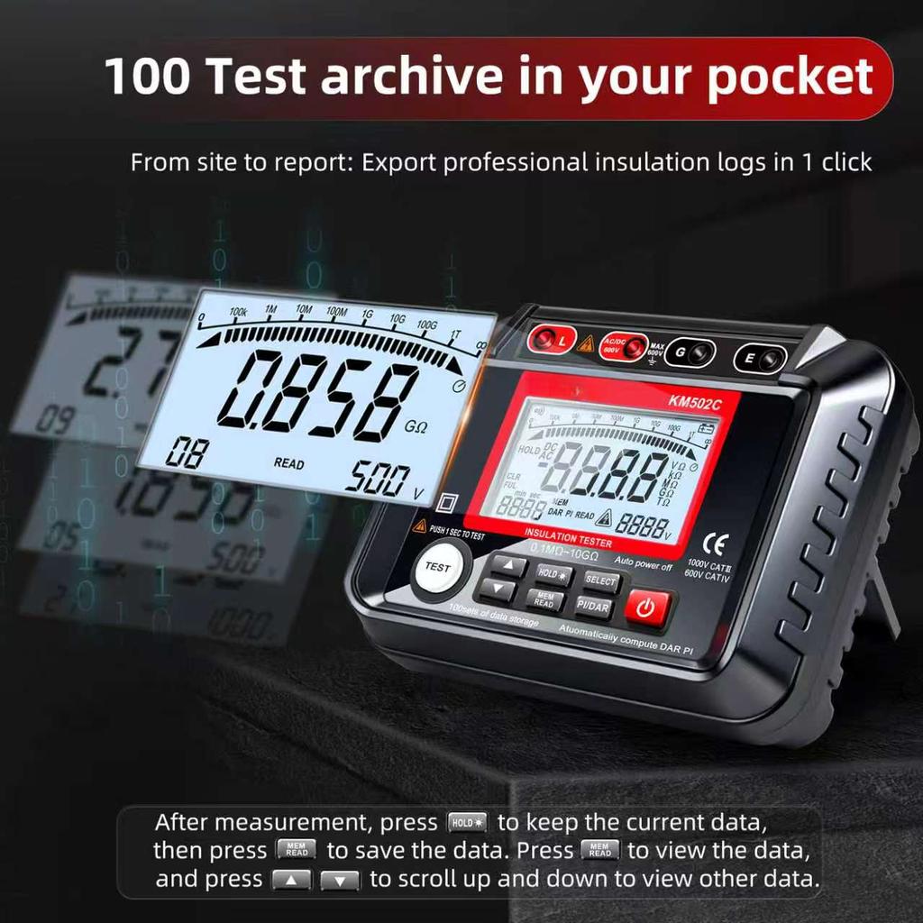 MH12 Digital Megohmmeter Meters Insulation Earth Resistance Meters Tester Cable High Voltage Voltmeter Meter