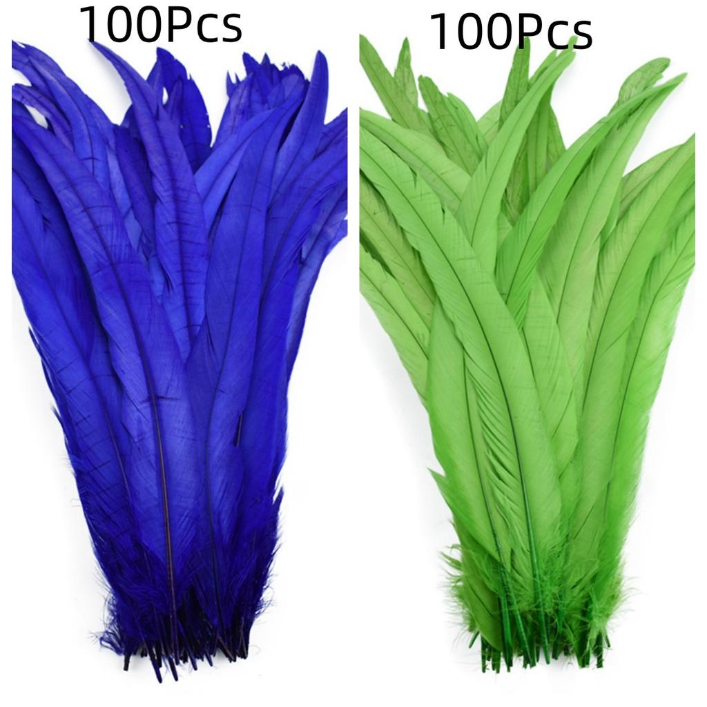 100Pcs 25-45CM DIY Rooster Feather Crafts Sewing Clothing Decor Plume Home Party Women's Feather Headwear Wedding Accessories