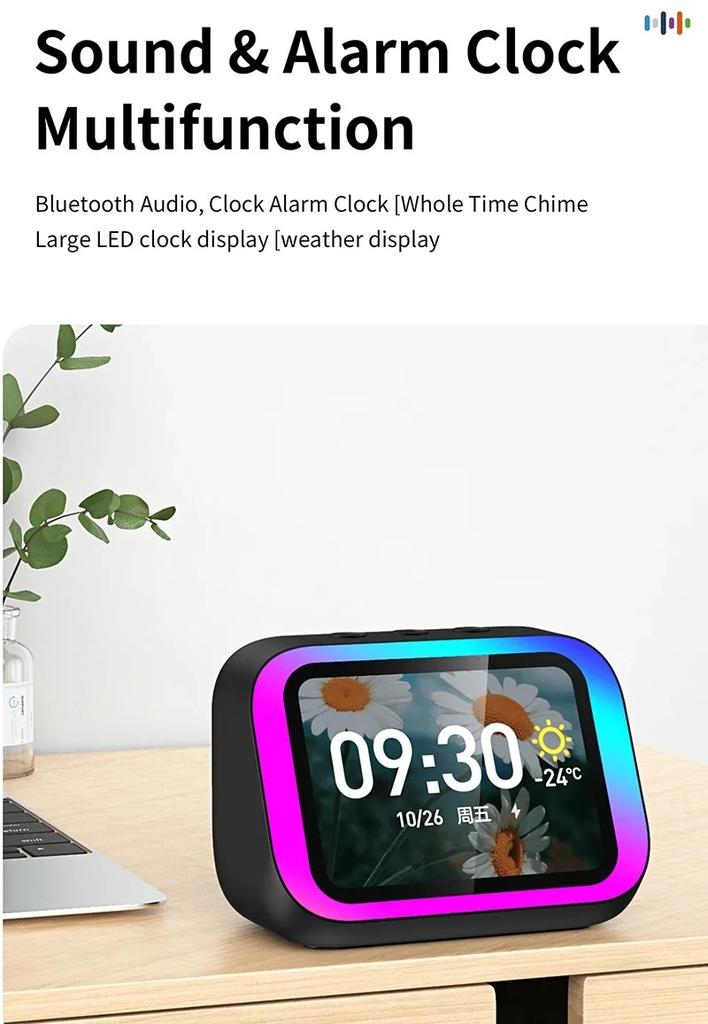 Bluetooth Smart Alarm Clock Speaker with Weather Display Night Light Music Player Storyteller Photo Frame APP Control Perfect