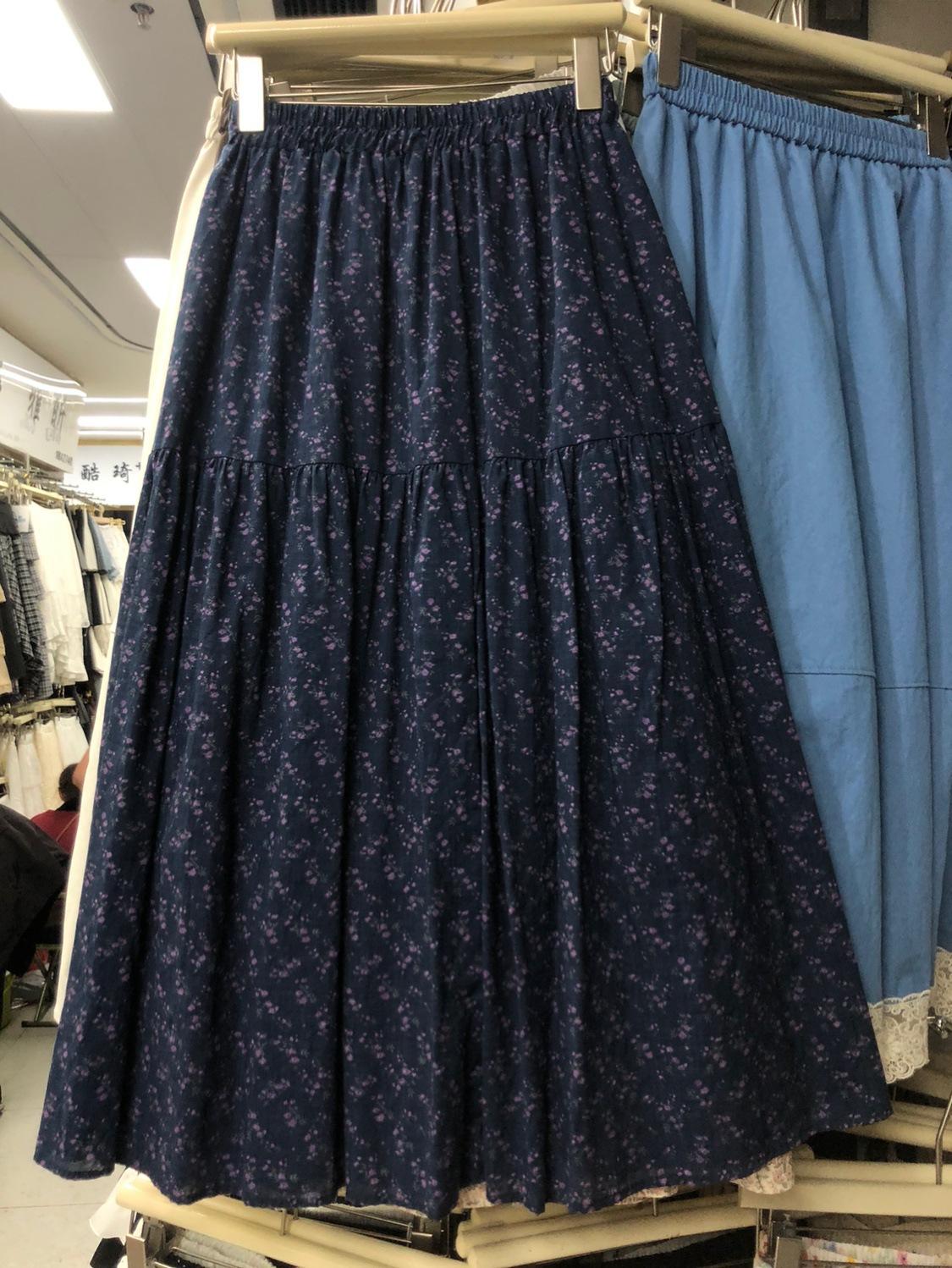 

Юбка Mori сине-фиолетовая с цветочным принтом, женская, весна-лето, юбка-зонтик в стиле ретро с высокой талией и тонким фасоном, юбка-слово one size fits all