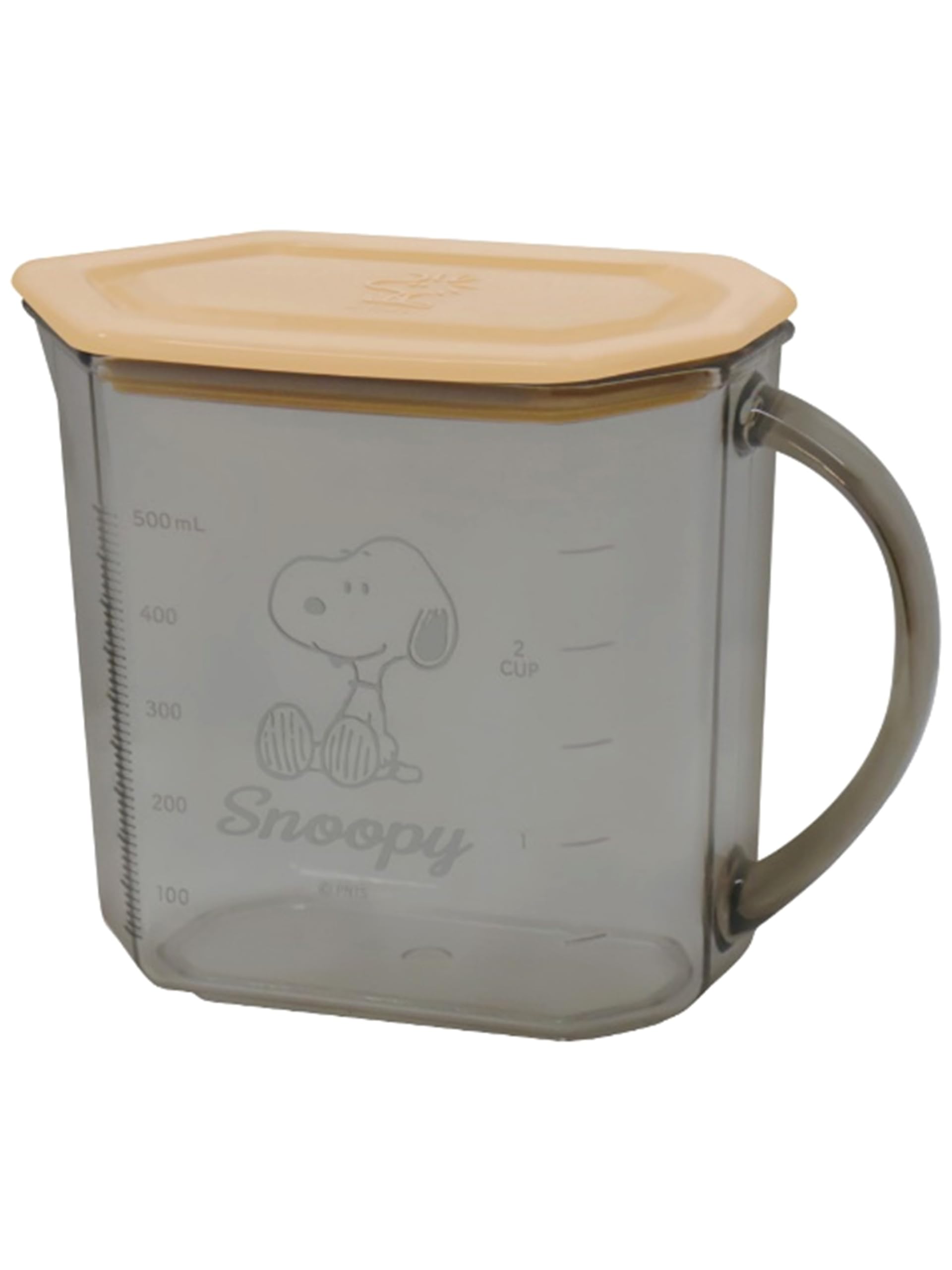 Мерный стакан Nishiki Kasei Snoopy с прозрачной крышкой x x Сделано в Японии, серый, 670 мл, прибл.. 15.7 7.7 11.7см, серый