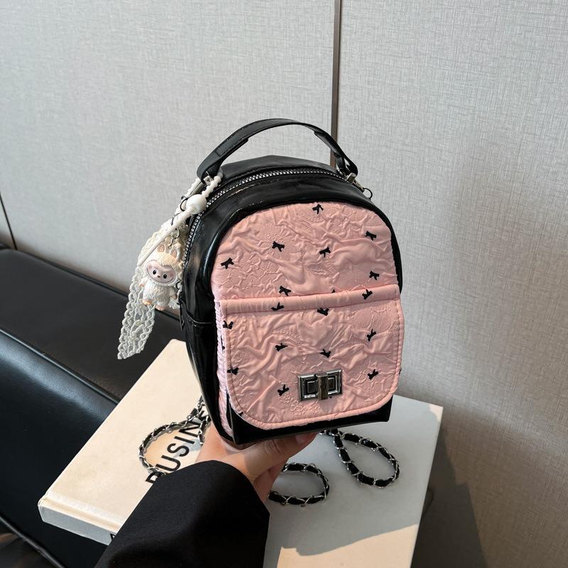 Contrasting color niche women's backpack new trendy exquisite mini versatile chain rear backpack small schoolbag