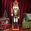 Traditional Wood Checkered Nutcrackers 38cm Figure Ornament Christmas Soldier King Puppet Figurine Holiday Decoration