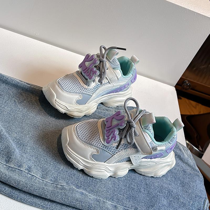 Classmate Girls Sports Shoes 2025 New Summer Mesh Breathable Children's Dad Shoes Girls Fashion Big Children Soft Sole