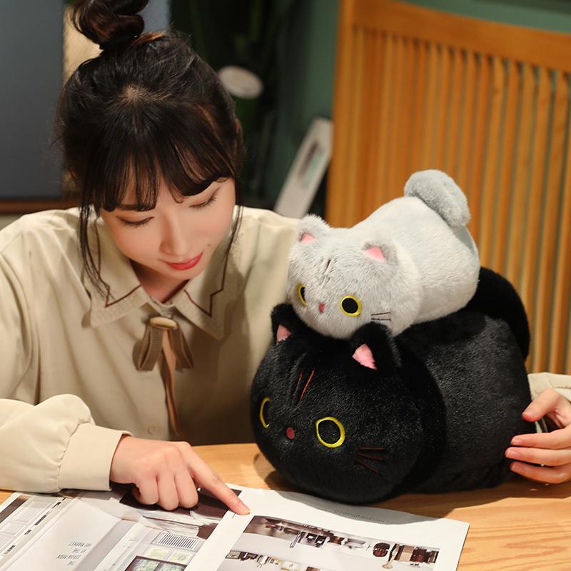 25~100Cm Long Plush Four Colors Cat Plush Pillow Lying Cartoon Animal Kitten Orange Black Grey White Bolster Sleeping Companion