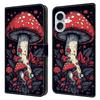 For iPhone 16 Leather Case Pattern Printing Wallet Stand Flip Phone Cover