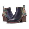 Johnature Genuine Leather Women Shoes Thick Heeled Short Boots  Round Toe Patchwork Handmade Ankle Boots
