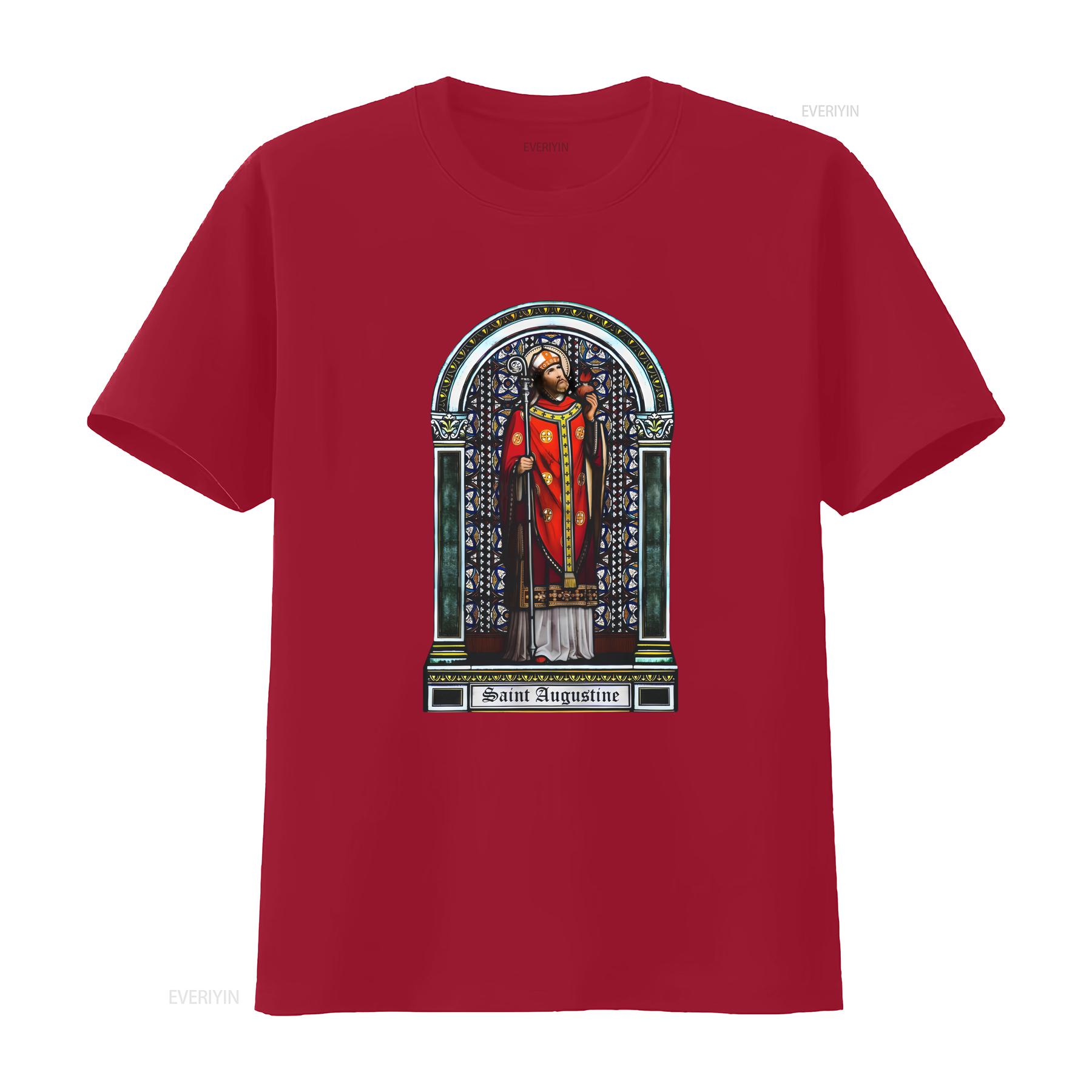Saint Augustine Stained Glass SR T Shirt Religious Orthodox Catholic Christian Church Clothing 12 colors vintage Washed S