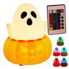 Ghost Night Light Ghost Pumpkin Silicone Night Light Colorful Lighting Decor Spooky For House Desk Kitchen Holiday Fireplace