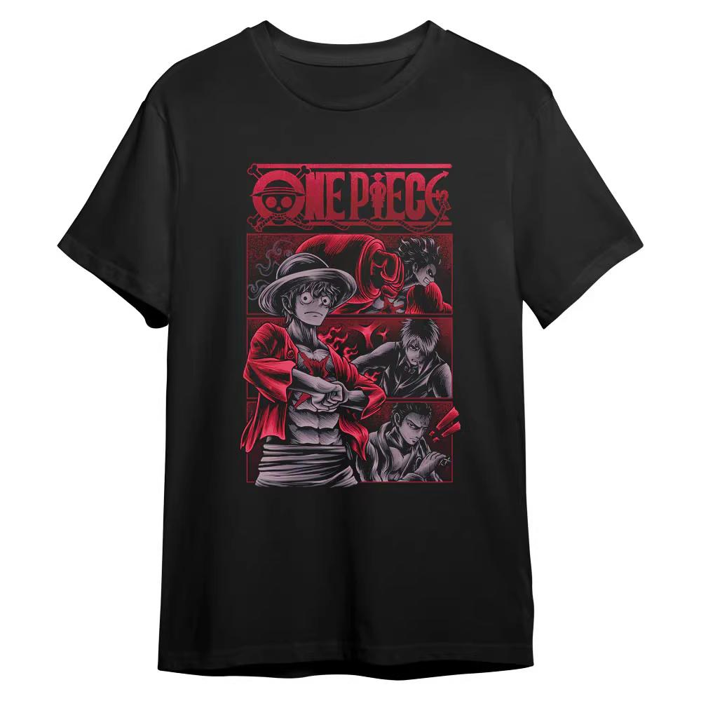 One Piece Japanese-style Trendy Cartoon Print Short-sleeved T-shirt Comfortable and Casual Suitable