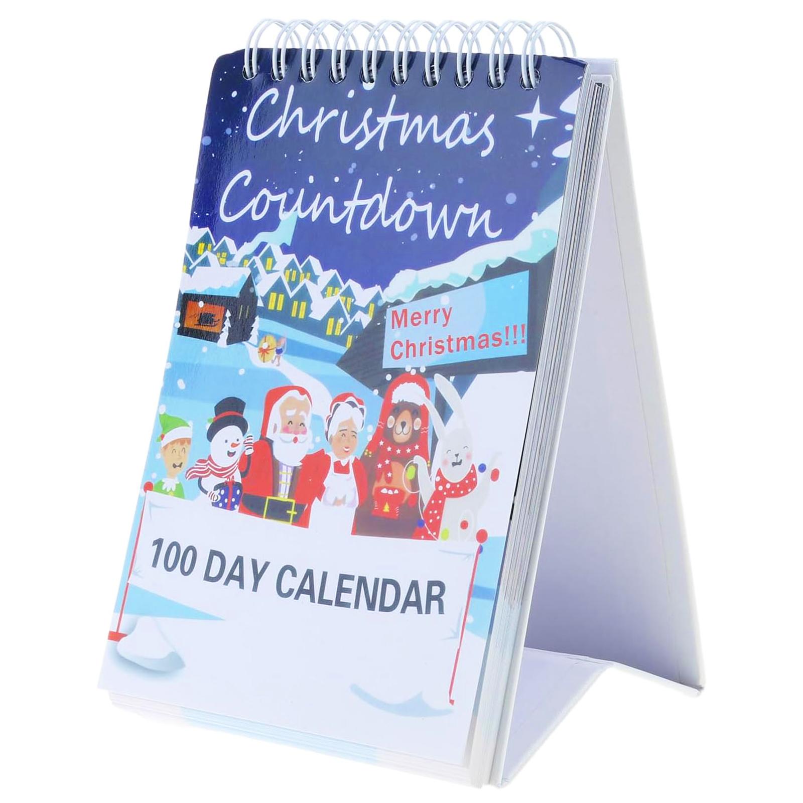 100 Day Christmas Countdown Calendar 2025 Standing Advent Calendar Tear Off Countdown Calendar for Home Office Decoration 6.5x3.94x1.18inch