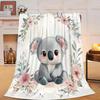 Cute Koala Animal Pattern Blanket Soft Flannel Comfortable Lightweight Suitable for Children Sofa Bedroom Living Room
