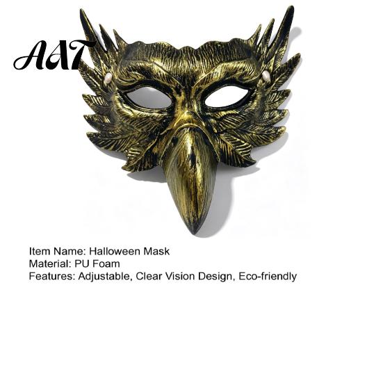 Retro Schwarz Gold Maske Halloween Adler Halbgesichtsmaske, Vintage Langlebige Farbe Maskenball Party Gothic Cosplay Requisiten Bequeme Sicht