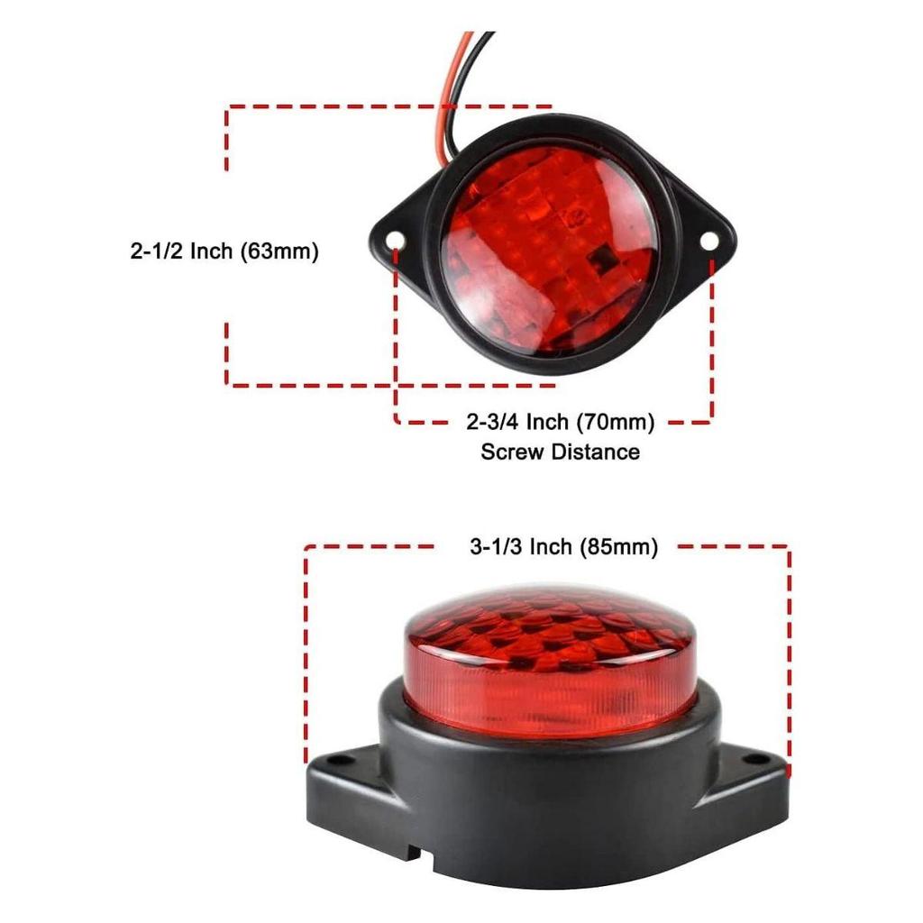 2PCS LED Trailer Marker Lights 24V Waterproof Red LED Side Marker Chicken Lights Universal for Semi Truck Freightliner Cargo