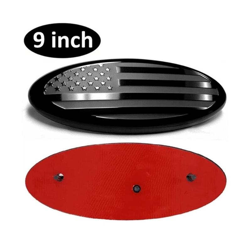 Truck Front Rear Hood Emblem American Flag Designs ABS Base & Aluminum Material Simple Installation for Car F150 F250